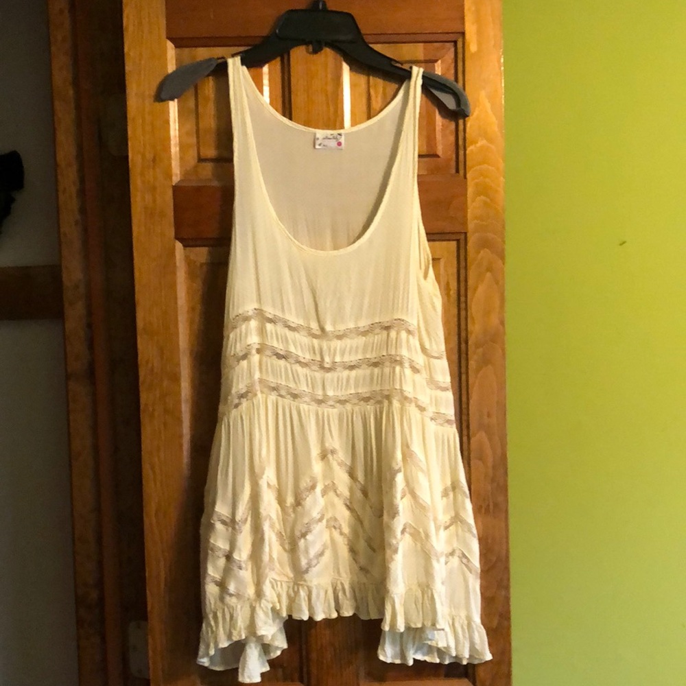 Free People Light Crème Cover Up- Voile and Lace Trapeze Slip